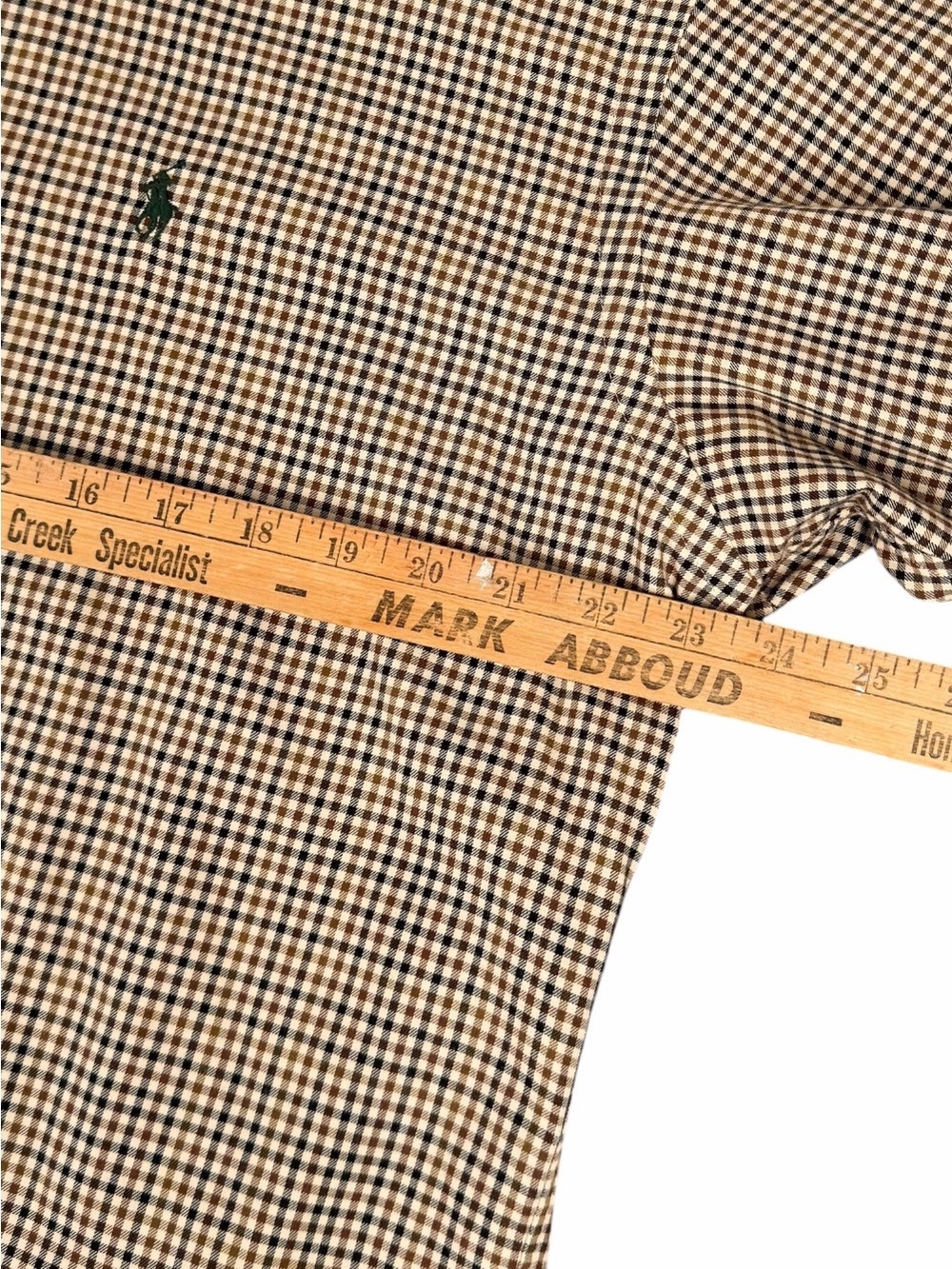 Ralph Lauren Blake Men’s Medium Button Up Shirt Brown Gingham Pony Logo Cotton - Picture 7 of 9